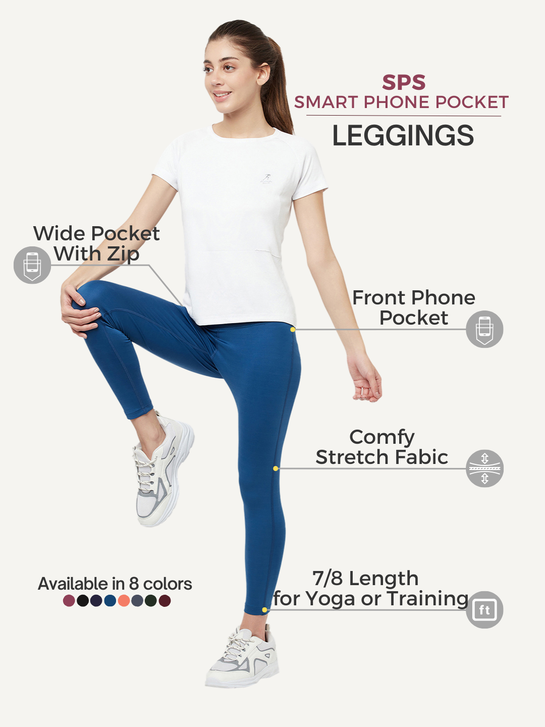 Comfy Performance Multi-Pocket Legging - White