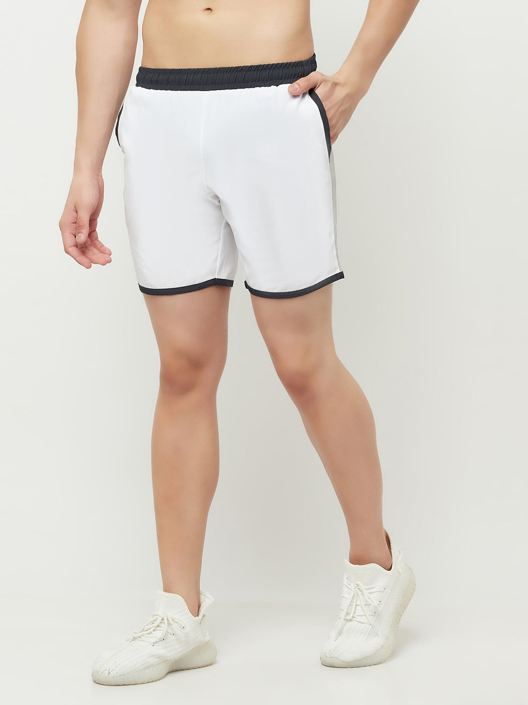 Men's Sports Shorts with Zipper Pocket- White TRUEREVO™